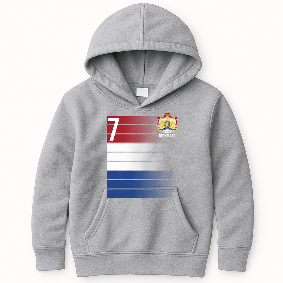 Nederland Number 7 Flag Logo Kids Hoodie