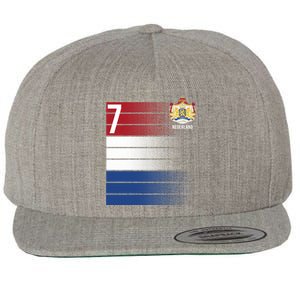 Nederland Number 7 Flag Logo Wool Snapback Cap