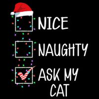 Nice Naughty Ask My Cat Funny Christmas List Stripe Pom Pom Beanie