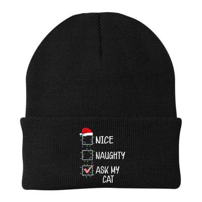 Nice Naughty Ask My Cat Funny Christmas List Beanie