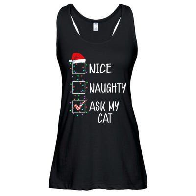 Nice Naughty Ask My Cat Funny Christmas List Ladies Essential Flowy Tank