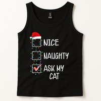 Nice Naughty Ask My Cat Funny Christmas List Tank Top