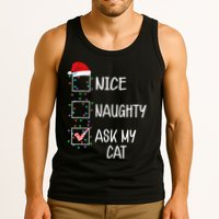 Nice Naughty Ask My Cat Funny Christmas List Tank Top