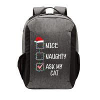 Nice Naughty Ask My Cat Funny Christmas List Vector Backpack