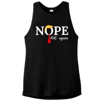 Nope Not Again Funny Trump Apparel Nope Not Again Trump Ladies PosiCharge Tri-Blend Wicking Tank