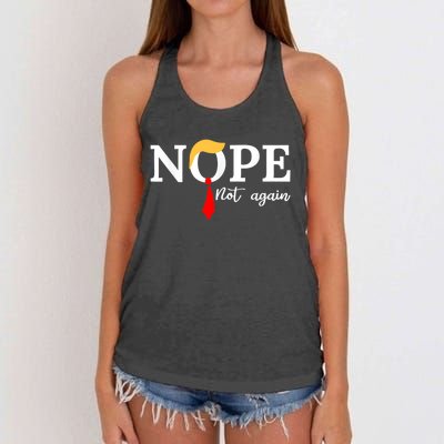 Nope Not Again Funny Trump Apparel Nope Not Again Trump Women's Knotted Racerback Tank