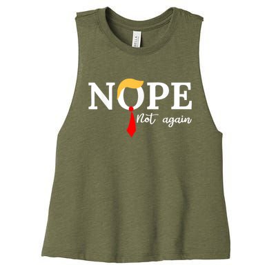 Nope Not Again Funny Trump Apparel Nope Not Again Trump Women's Racerback Cropped Tank