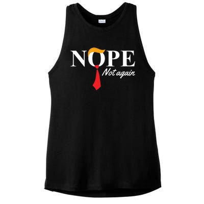 Nope Not Again Donald Trump Funny Ladies PosiCharge Tri-Blend Wicking Tank