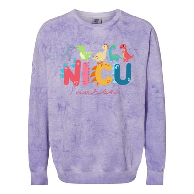 Nicu Nurse Animal Nurse Appreciation Nicu Nurse Dinosaur Cute Gift Colorblast Crewneck Sweatshirt