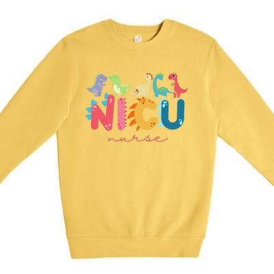 Nicu Nurse Animal Nurse Appreciation Nicu Nurse Dinosaur Cute Gift Premium Crewneck Sweatshirt