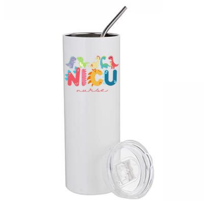 Nicu Nurse Animal Nurse Appreciation Nicu Nurse Dinosaur Cute Gift Stainless Steel Tumbler