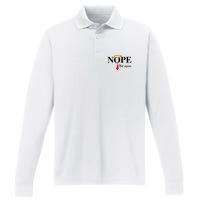 Nope Not Again Funny Trump Apparel Nope Not Again Trump Performance Long Sleeve Polo