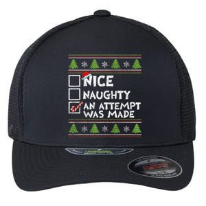 Nice Naughty An Attempt Was Made Funny Christmas Gift Flexfit Unipanel Trucker Cap