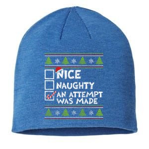 Nice Naughty An Attempt Was Made Funny Christmas Gift Sustainable Beanie