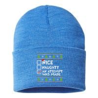 Nice Naughty An Attempt Was Made Funny Christmas Gift Sustainable Knit Beanie