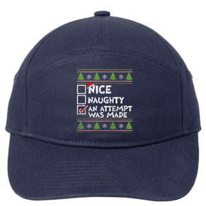 Nice Naughty An Attempt Was Made Funny Christmas Gift 7-Panel Snapback Hat