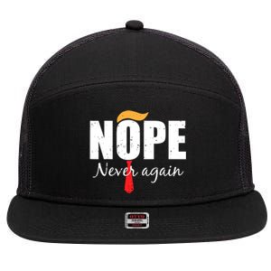 Nope Never Again Funny Trump Hair 7 Panel Mesh Trucker Snapback Hat