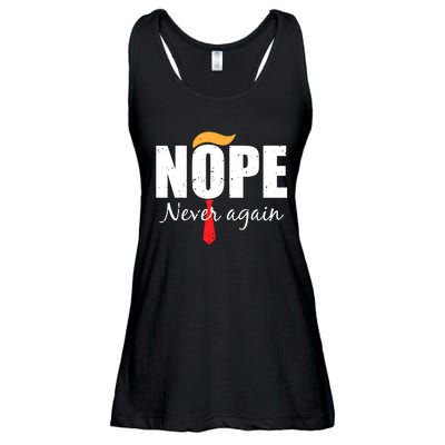 Nope Never Again Funny Trump Hair Ladies Essential Flowy Tank