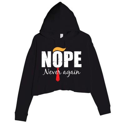 Nope Never Again Funny Trump Hair Crop Fleece Hoodie