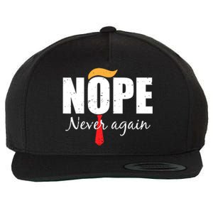 Nope Never Again Funny Trump Hair Wool Snapback Cap