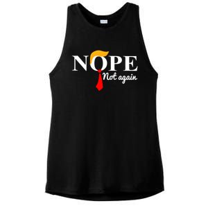 Nope Not Again Funny Trump Ladies PosiCharge Tri-Blend Wicking Tank