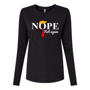 Nope Not Again Funny Trump Womens Cotton Relaxed Long Sleeve T-Shirt