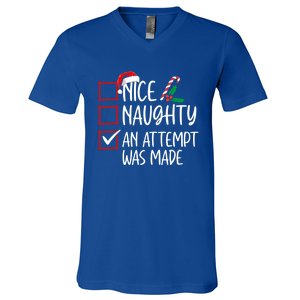 Nice Naughty An Attempt Was Made Christmas List Cute Gift V-Neck T-Shirt