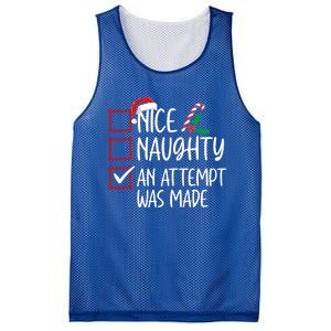 Nice Naughty An Attempt Was Made Christmas List Cute Gift Mesh Reversible Basketball Jersey Tank