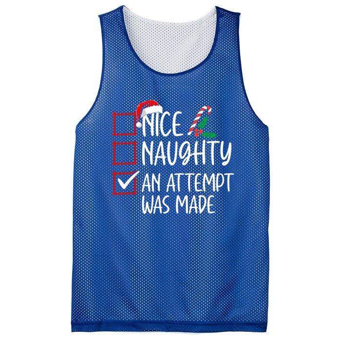 Nice Naughty An Attempt Was Made Christmas List Cute Gift Mesh Reversible Basketball Jersey Tank