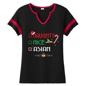 Nice Naughty Asian Gift Group Matching Christmas Xmas Gift Ladies Halftime Notch Neck Tee