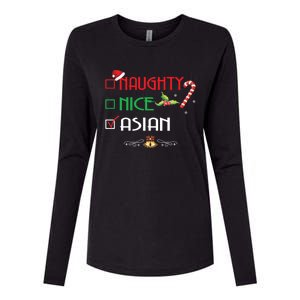 Nice Naughty Asian Gift Group Matching Christmas Xmas Gift Womens Cotton Relaxed Long Sleeve T-Shirt