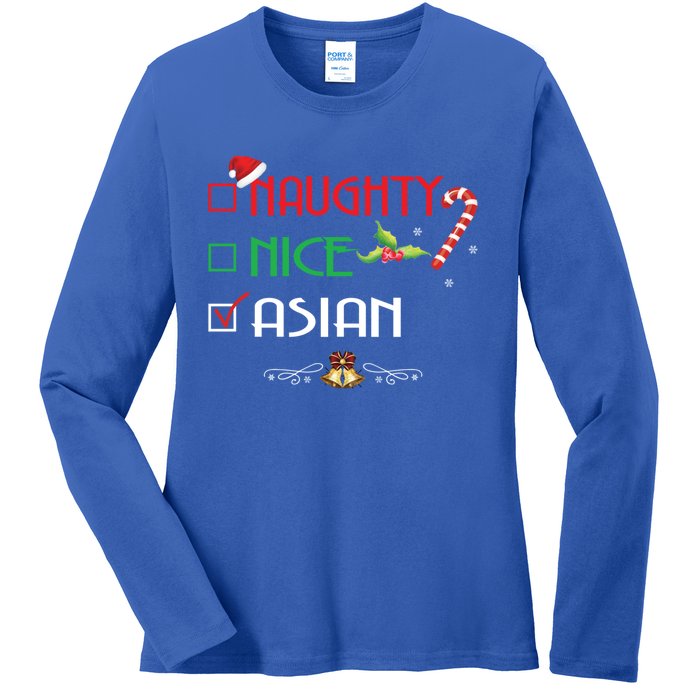 Nice Naughty Asian Gift Group Matching Christmas Xmas Gift Ladies Long Sleeve Shirt