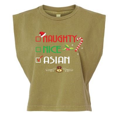 Nice Naughty Asian Gift Group Matching Christmas Xmas Gift Garment-Dyed Women's Muscle Tee