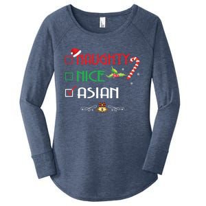 Nice Naughty Asian Gift Group Matching Christmas Xmas Gift Women's Perfect Tri Tunic Long Sleeve Shirt