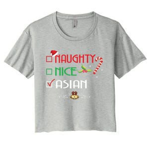 Nice Naughty Asian Gift Group Matching Christmas Xmas Gift Women's Crop Top Tee