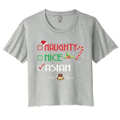 Nice Naughty Asian Gift Group Matching Christmas Xmas Gift Women's Crop Top Tee