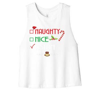 Nice Naughty Asian Gift Group Matching Christmas Xmas Gift Women's Racerback Cropped Tank