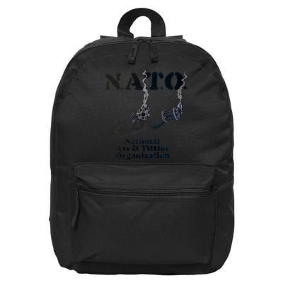 N.A.T.0 National Ass And Tities Organization Funny Joke 16 in Basic Backpack