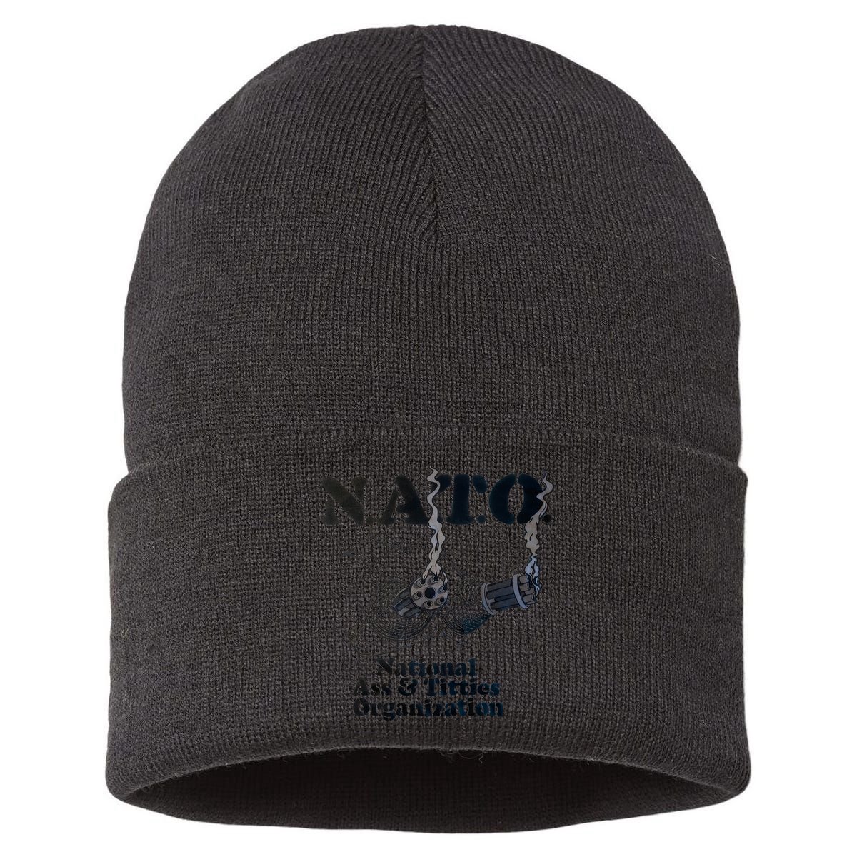 N.A.T.0 National Ass And Tities Organization Funny Joke Sustainable Knit Beanie