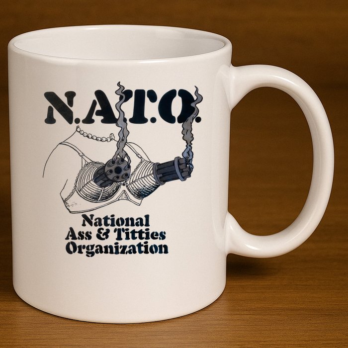 N.A.T.0 National Ass And Tities Organization Funny Joke 11oz C Handle Ceramic Mug