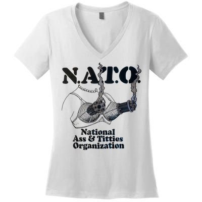 N.A.T.0 National Ass And Tities Organization Funny Joke Women's V-Neck T-Shirt