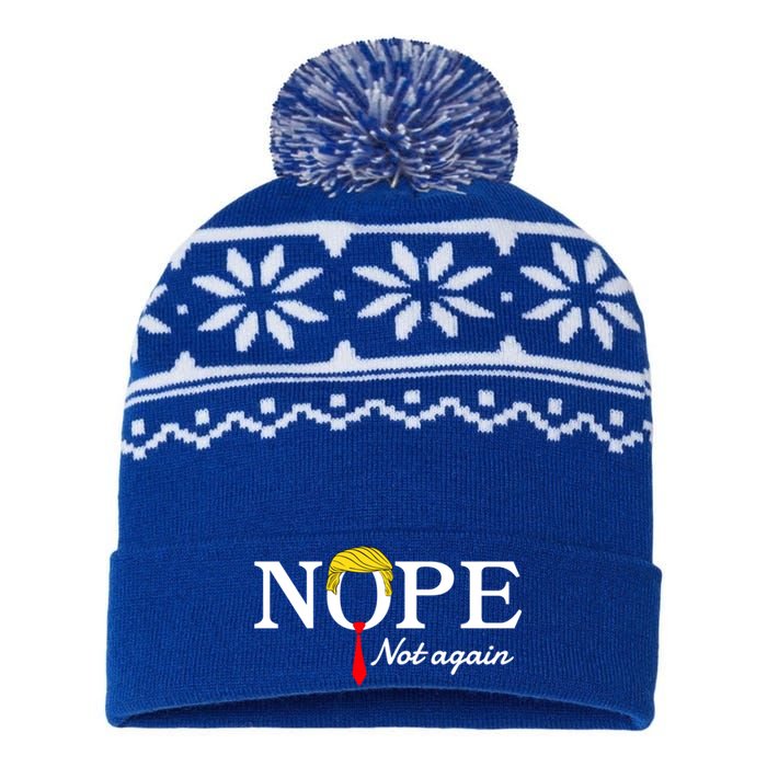 Nope Not Again Funny Sarcastic Trump Statet Usa Humor Usa Cute Gift USA-Made Snowflake Beanie