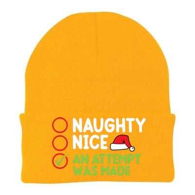 Naughty Nice An Attempt Was Made Funny Christmas Knit Cap Winter Beanie