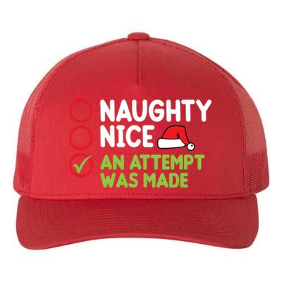 Naughty Nice An Attempt Was Made Funny Christmas Yupoong Adult 5-Panel Trucker Hat