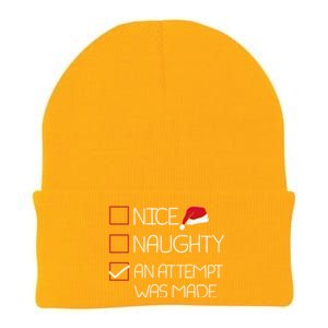 Nice Naughty An Attempt Was Made Christmas Pajama Funny Xmas Gift Knit Cap Winter Beanie