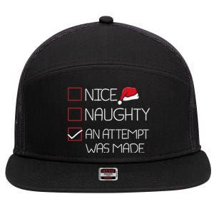 Nice Naughty An Attempt Was Made Christmas Pajama Funny Xmas Gift 7 Panel Mesh Trucker Snapback Hat