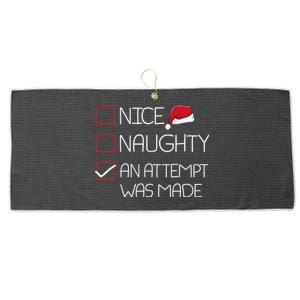 Nice Naughty An Attempt Was Made Christmas Pajama Funny Xmas Gift Large Microfiber Waffle Golf Towel