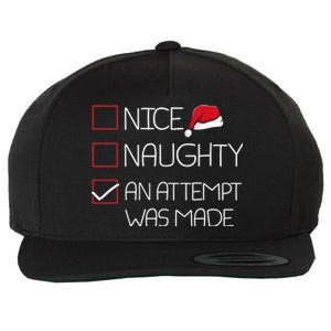 Nice Naughty An Attempt Was Made Christmas Pajama Funny Xmas Gift Wool Snapback Cap