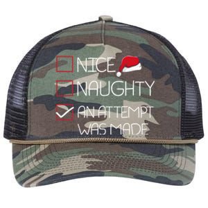 Nice Naughty An Attempt Was Made Christmas Pajama Funny Xmas Gift Retro Rope Trucker Hat Cap