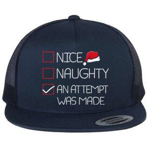 Nice Naughty An Attempt Was Made Christmas Pajama Funny Xmas Gift Flat Bill Trucker Hat